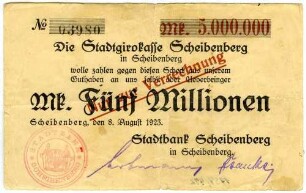 Scheck über Fünf Millionen Mark
