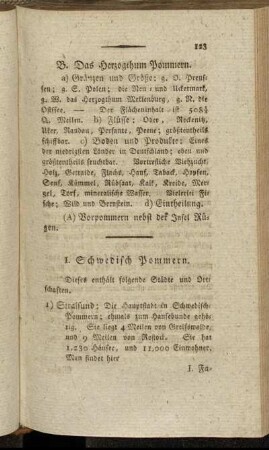 B. Das Herzogthum Pommern.