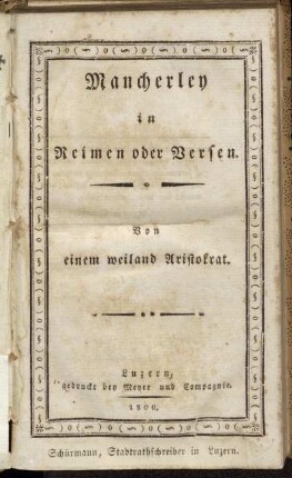 1: Mancherley in Reimen oder Versen. [1]