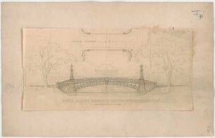 Thiersch, August ; München - Nymphenburg; Ludwig - Ferdinand - Brücke - Grundriss, Perspektive