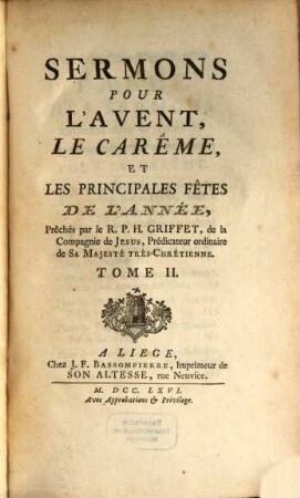 Sermons Pour L'Avent, Le Carême, Et Les Principales Fêtes De L'Année, 2