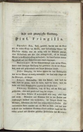 Acht und zwanzigste Gattung. Fink. Fringilla.