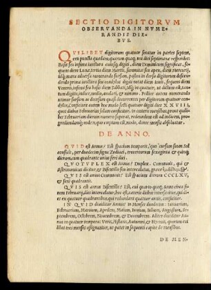 Sectio Digitorum Observanda In Numerandis Diebus.