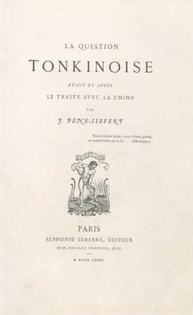 La question tonkinoise avant et après le traité avec la Chine