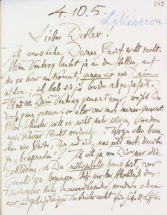 Brief an Detlev von Liliencron
