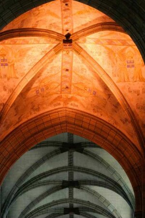 Frankreich. Bretagne. Finistere. Saint Pol de Leon. Ancienne Cathedrale. Fresken an der Decke