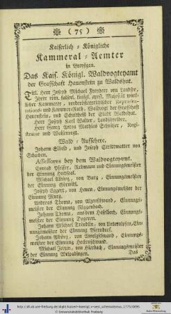 Kaiserlich-Königliche Kammeral-Aemter in Breyßgau.