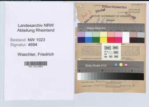 Entnazifizierung Friedrich Waechter , geb. 17.01.1914 (Finanzanwaerter)