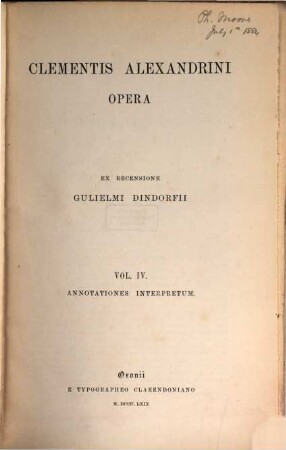Clementis Alexandrini Opera, 4. Annotationes interpretum