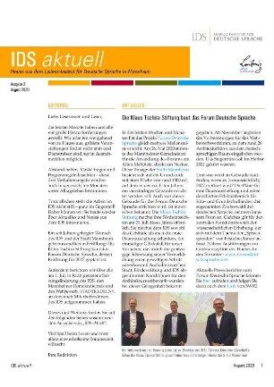 IDS aktuell. Neues aus dem Leibniz-Institut für Deutsche Sprache in Mannheim. Jg. 2020, Heft 3
