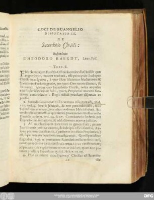 Disputatio III. De Sacerdotio Christi: Respondente Theodoro Raerdt, Leov. Fris.