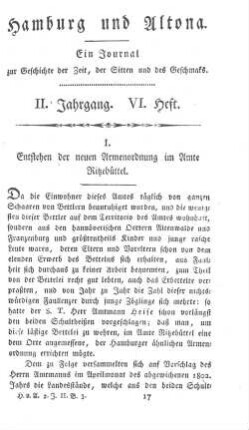 I. Entstehen der neuen Armenordnung im Amte Ritzebüttel.