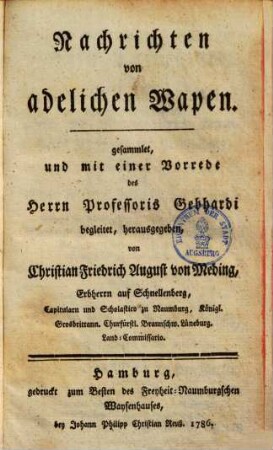 Nachrichten von adelichen Wapen, 1