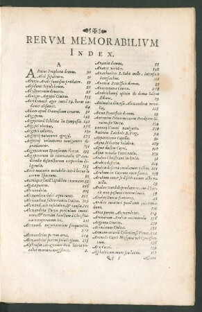 Rerum Memorabilium Index.