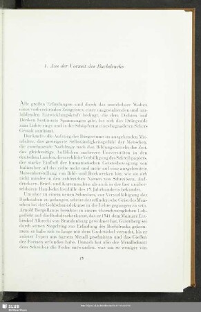 1. Aus der Vorzeit des Buchdrucks