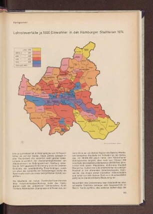 Kartogramm 1: Lohnsteuerfälle je 1000 Einwohner in den Hamburger Stadtteilen 1974