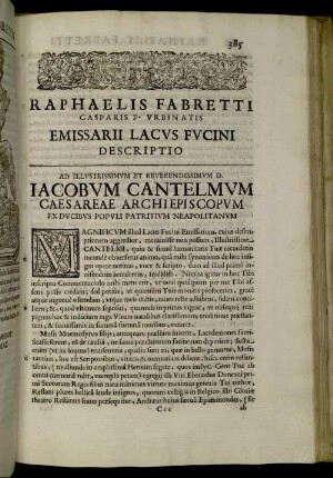 Emissarii Lacus Fucini Descriptio