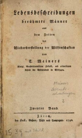 Lebensbeschreibungen berühmter Männer aus den Zeiten der Wiederherstellung der Wissenschaften, 2