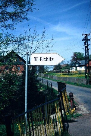 Hinweisschild OT Eichitz in der Ortslage von Föritz