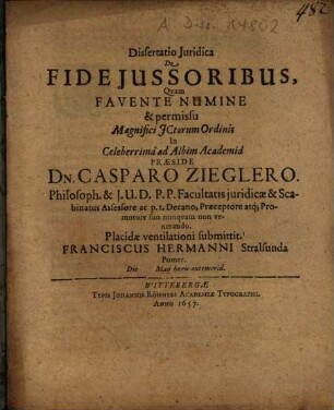 Disputatio Iuridica De Fideiussoribus