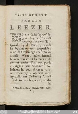 Voorberigt Aan Den Leezer.