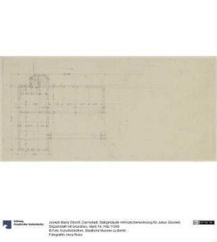 Darmstadt, Stallgebäude mit Kutscherwohnung für Julius Glückert, Skizzenblatt mit Grundriss