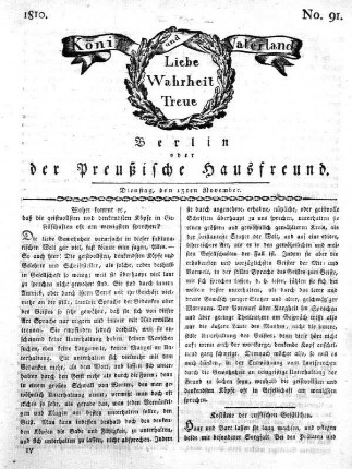 No. 91., 13ten November 1810
