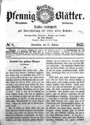 No. 8, Sonnabend, den 21. Februar
