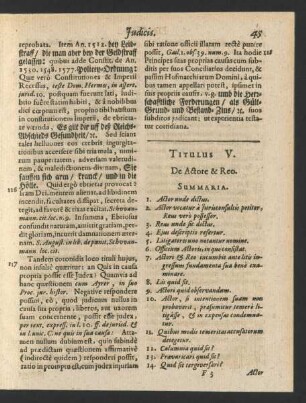 Titulus V. De Actore & Reo.