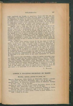 Libros y folletos recibidos en Marzo