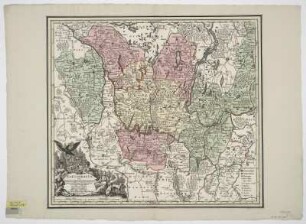 Karte des Kurfürstentums Brandenburg, 1:500 000, Kupferstich, um 1745 : Electoratus sive Marchia Brandenburgensis : Cum Grat. et Priv. S. R. I. Vicariat. in part. Rheni, Svev. et Iur. Francon. / iuxta novissimam Delineationem in mappa Geographica, accurate aeri incisa opera et Sumptibus Matthaei Seutteri, S. Caes. Et Reg. Cath. Mai. Geogr.. - [Ca. 1:500 000]. - August. Vind. , [um 1745]. - 1 Kt. : Kupferst. ; 54 x 48 cm ; Maßstab in graph. Form (Gemeine Meilen, Grosse Meilen). - Titelkartusche unten links