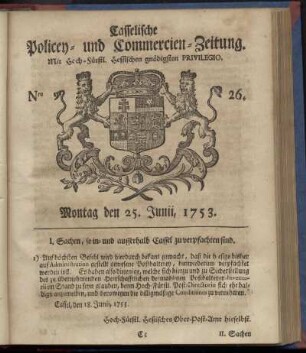 Nro. 26, Montag den 25. Junii 1753