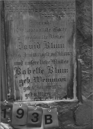 Grabstein 193 [Hahn S. 47 Grab-Nr. 156/157]: Grabstein 193B [Hahn S. 47 Grab-Nr. 156/157]