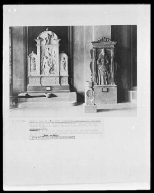 Grabstein eines Fräuleins von Wolfskehl im Brautschmuck aus Schloß Reichenberg bei Würzburg