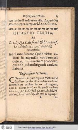 Quaestio Tertia