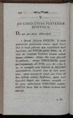 V. Ad Corinthios Prior Epistola.