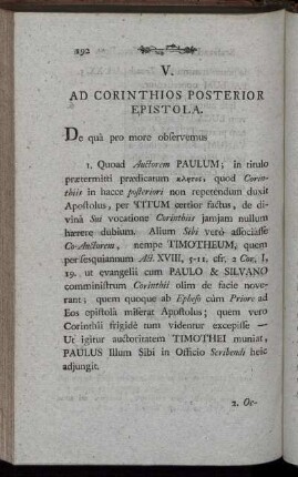 V. Ad Corinthios Prior Epistola.