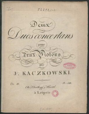 Deux Duos concertans pour Deux Violons : Oe. 10