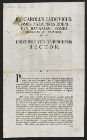 Jo. Carolus Ludovicus, comes Palatinus Rheni, dux Bavariae...