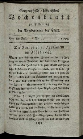 No. 29. Den 20. Juli. 1799.