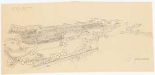 Bundesgartenschau 1955, Kassel: Perspektivische Ansicht (Vogelschau) von Süden