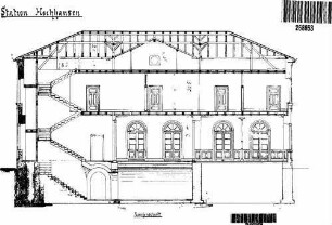 Hochhausen (Tauber): Empfangsgebäude Längsschnitt