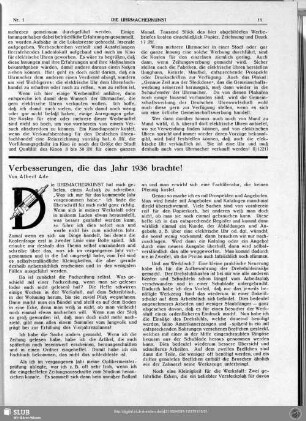 Verbesserungen, die das Jahr 1936 brachte!