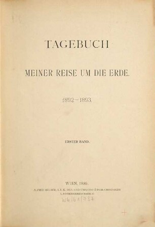 Tagebuch meiner Reise um die Erde : 1892-1893, 1