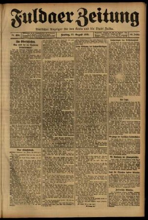 Ausgabe vom Freitag, den 12. August 1921.