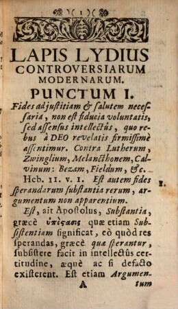 Lapis Lydius controversiarum fidei