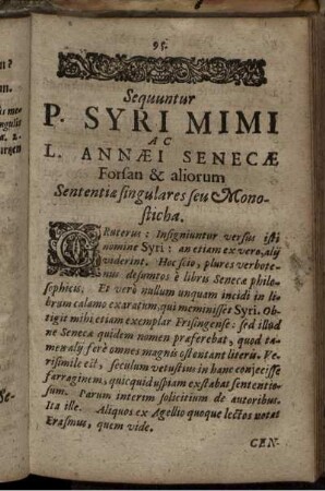 Sequuntur P. Syri Mimi Ac L. Annaei Senecae Forsan & aliorum