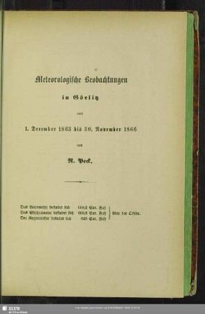 Meteorologische Beobachtungen in Görlitz vom 1. December 1863 bis 30. November 1866