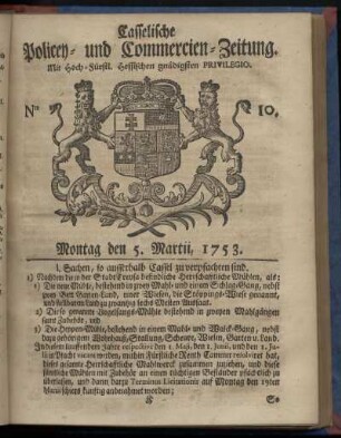 Nro. 10, Montag den 5. Martii 1753