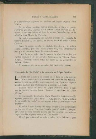 Homenaje de "La Peña" a la memoria de López Merino